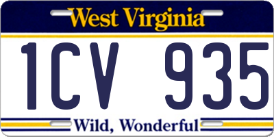 WV license plate 1CV935