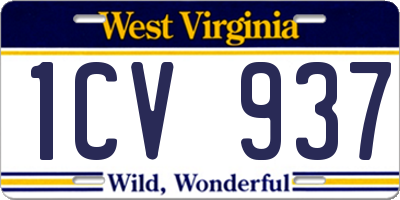 WV license plate 1CV937