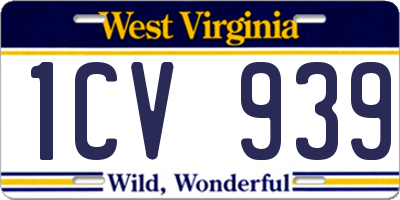 WV license plate 1CV939