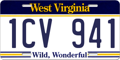 WV license plate 1CV941