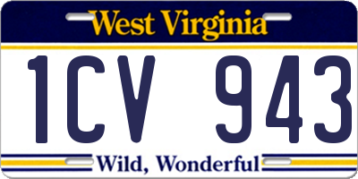WV license plate 1CV943