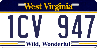 WV license plate 1CV947