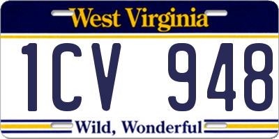 WV license plate 1CV948