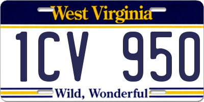 WV license plate 1CV950