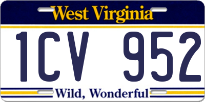 WV license plate 1CV952