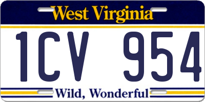WV license plate 1CV954