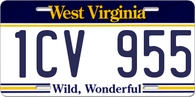 WV license plate 1CV955