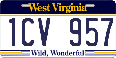 WV license plate 1CV957