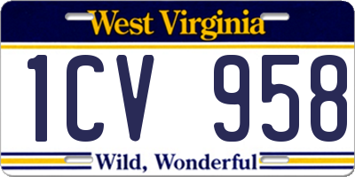 WV license plate 1CV958