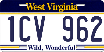 WV license plate 1CV962