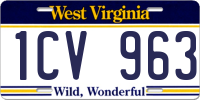 WV license plate 1CV963