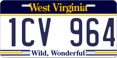 WV license plate 1CV964
