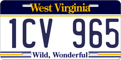 WV license plate 1CV965