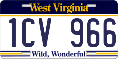 WV license plate 1CV966