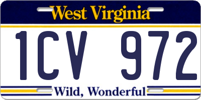 WV license plate 1CV972