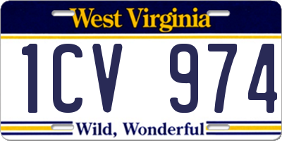 WV license plate 1CV974