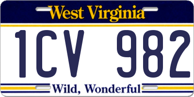 WV license plate 1CV982