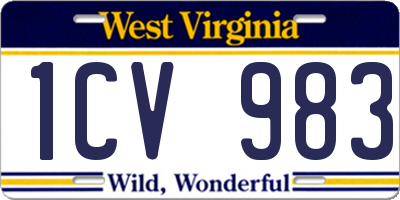 WV license plate 1CV983