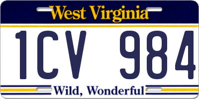 WV license plate 1CV984
