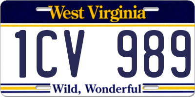 WV license plate 1CV989