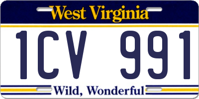 WV license plate 1CV991