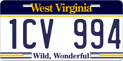 WV license plate 1CV994