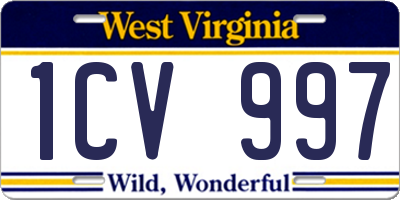 WV license plate 1CV997