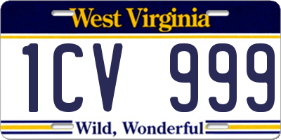 WV license plate 1CV999