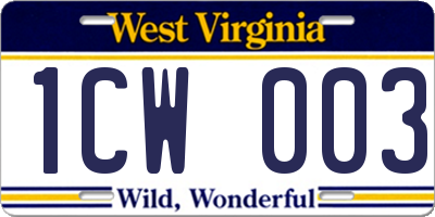 WV license plate 1CW003