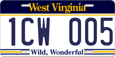 WV license plate 1CW005