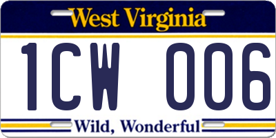 WV license plate 1CW006