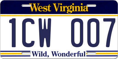 WV license plate 1CW007