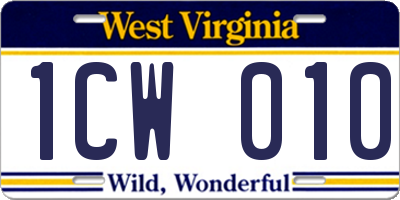 WV license plate 1CW010