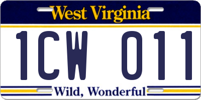 WV license plate 1CW011