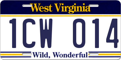 WV license plate 1CW014
