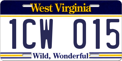 WV license plate 1CW015