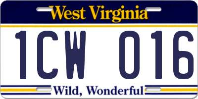 WV license plate 1CW016