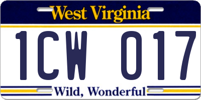 WV license plate 1CW017
