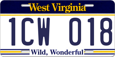 WV license plate 1CW018