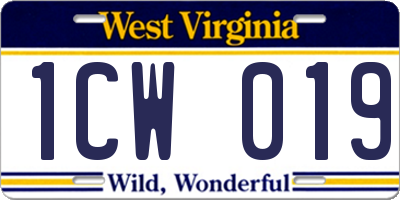WV license plate 1CW019