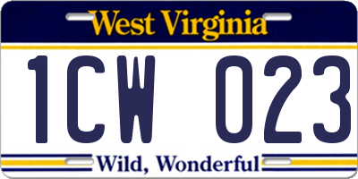 WV license plate 1CW023