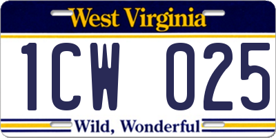 WV license plate 1CW025