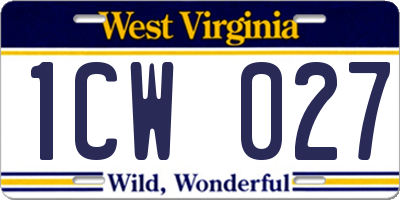 WV license plate 1CW027