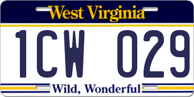 WV license plate 1CW029