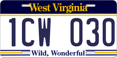 WV license plate 1CW030
