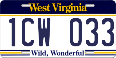 WV license plate 1CW033