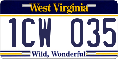 WV license plate 1CW035