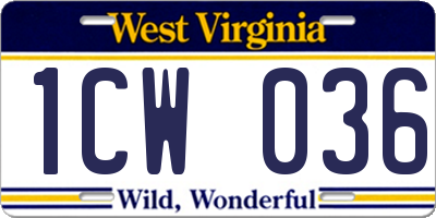 WV license plate 1CW036