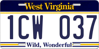 WV license plate 1CW037