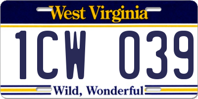 WV license plate 1CW039